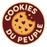 Logo Cookies du Peuple - cookie artisanal illustré sur fond bordeaux